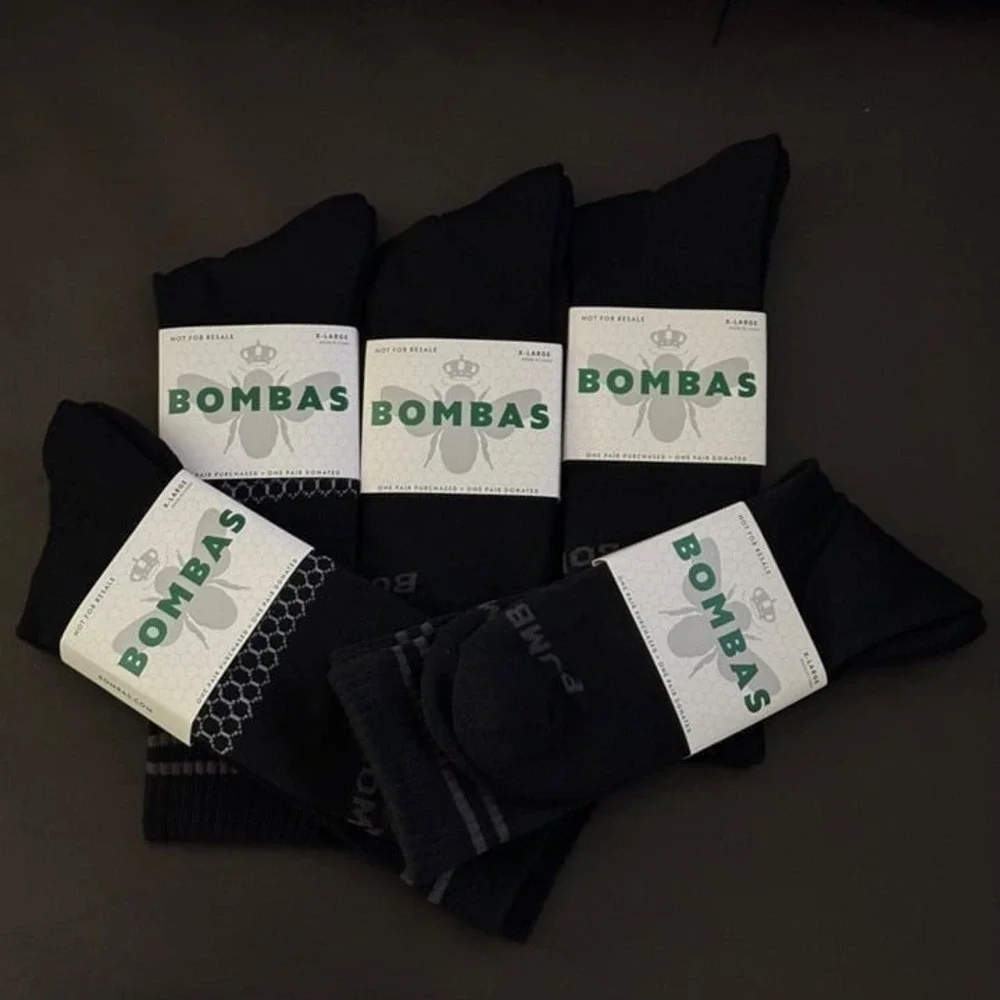 Bombas Calf Socks mens size XL solid‎ black Honeycomb cushion stay up
